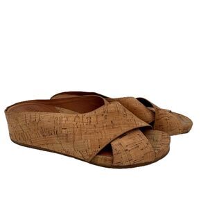 Gentle Souls Cork Tan Wedge Sandals